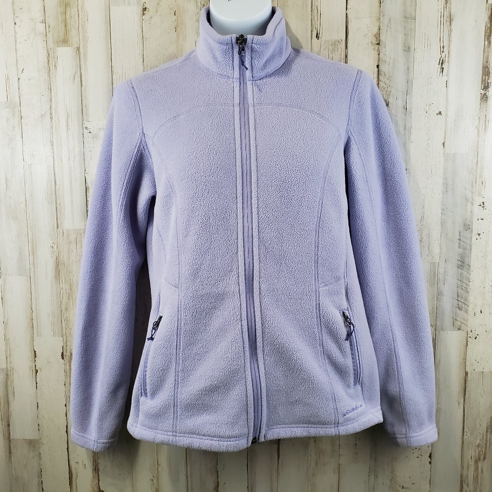 Eddie Bauer Womens Fleece Jacket S Purple Full Zip Fitted V4
